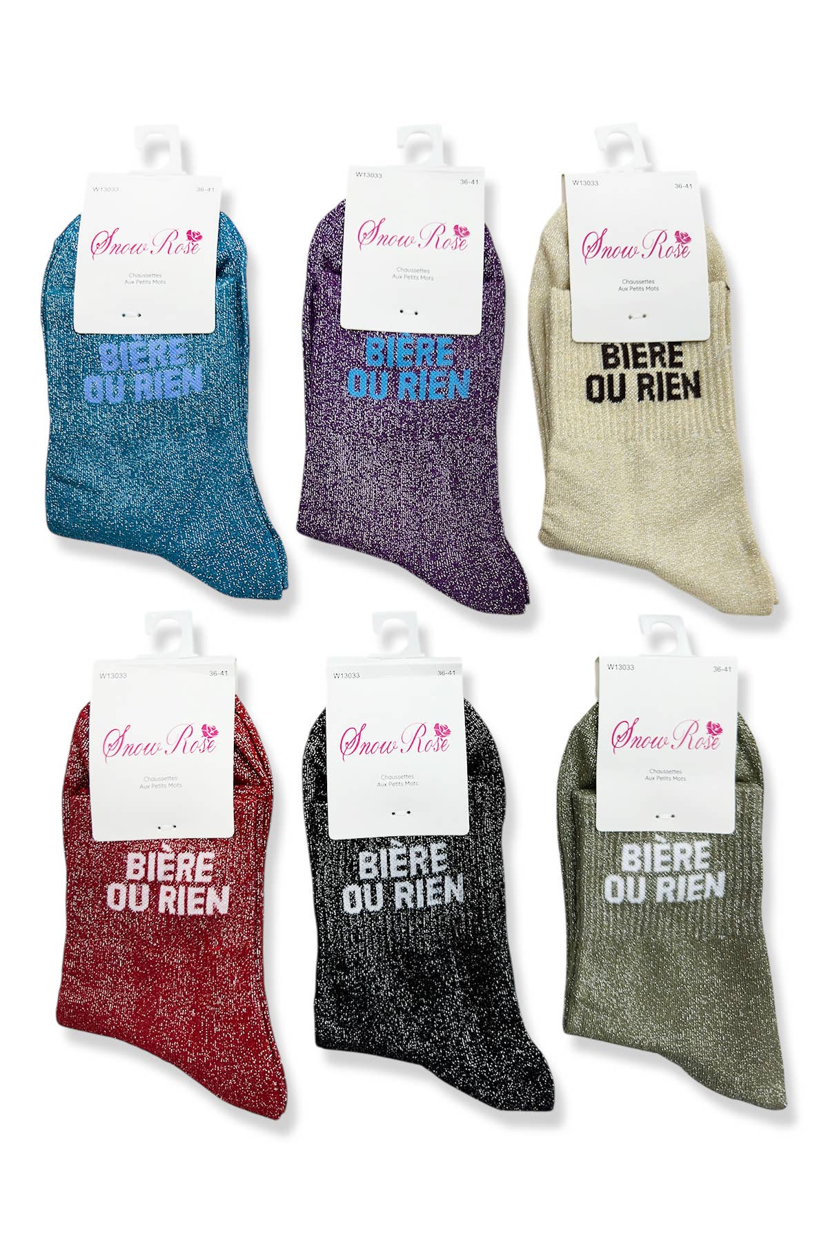 Chaussettes a paillettes: Bière ou rien / 36 - 41 - Your Jewelry's Dream