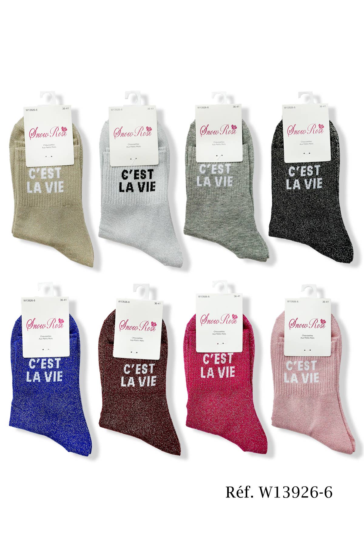 Chaussettes a paillettes : C'est la vie / 36 - 41 - Your Jewelry's Dream